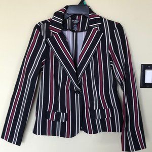BOGO FREE ALL ITEMS! Black red white striped blazer stretch